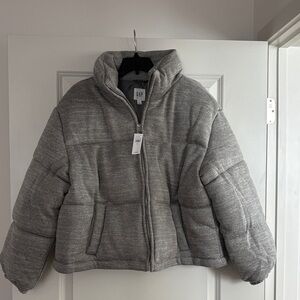 NWT GAP Heather Gray Puffer Jacket